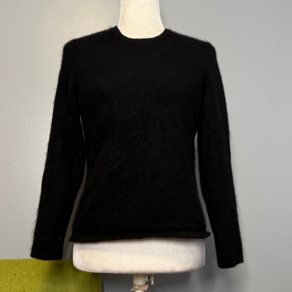 Lands End Black 100% Cashmere Crew Neck Pullover Sweater